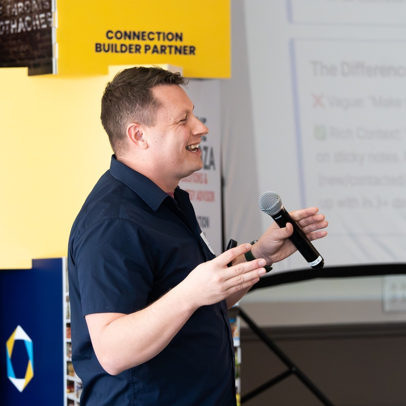 Jared Mortenson presenting AI strategies at a Chamber of Commerce luncheon