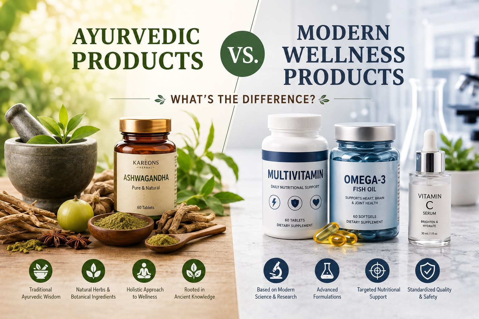 Ayurvedic Products vs. Modern Wellness Products: What’s the Difference?