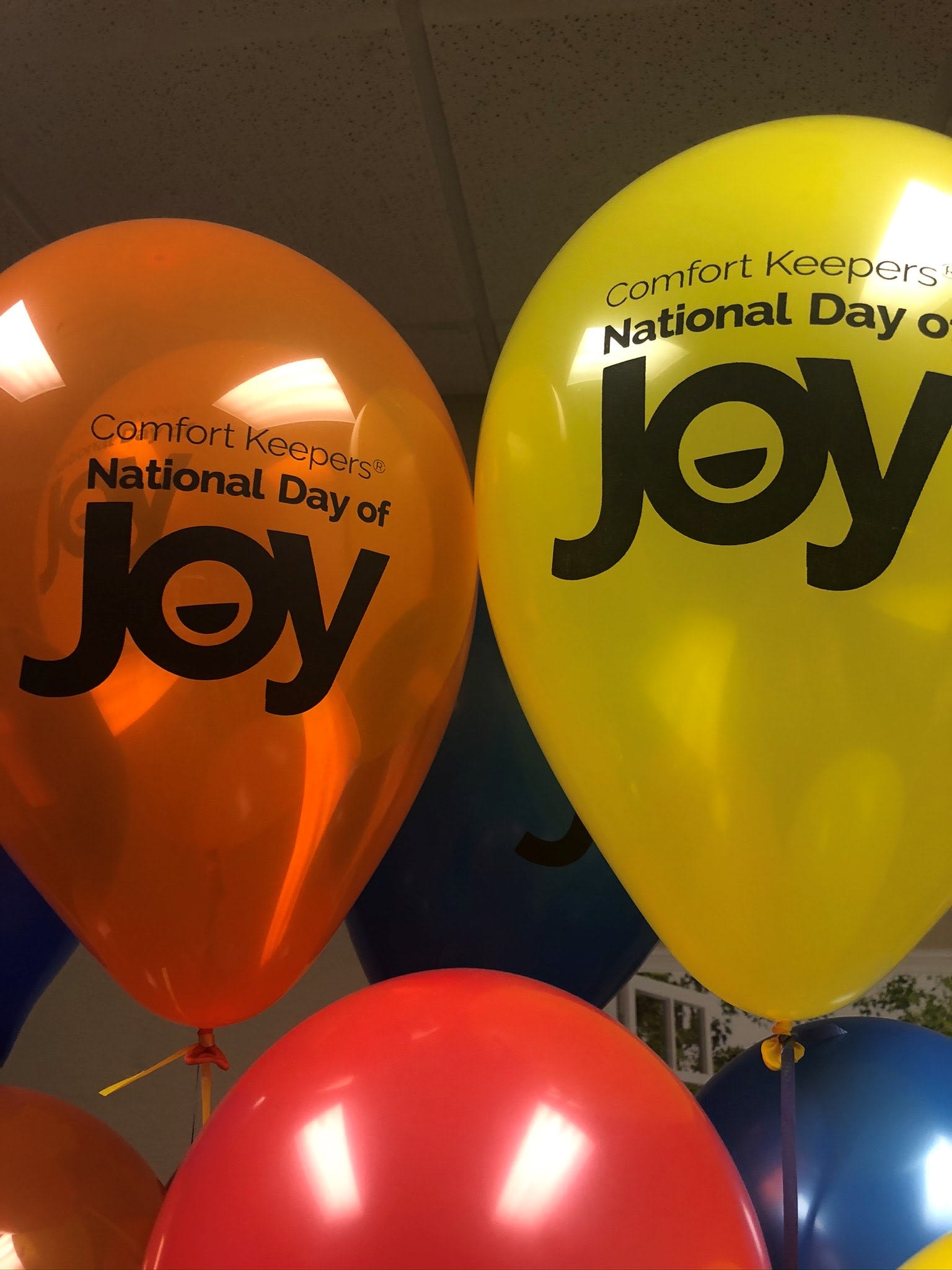 Close-up of Comfort Keepers National Day of Joy balloons