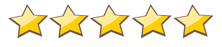 Graphic of five golden stars in a line