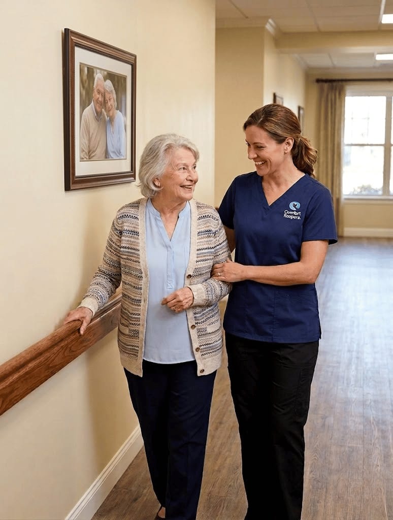 Comfort Keepers caregiver helping a senior with mobility in Saint Paul, Minnesota — 24-hour in-home care