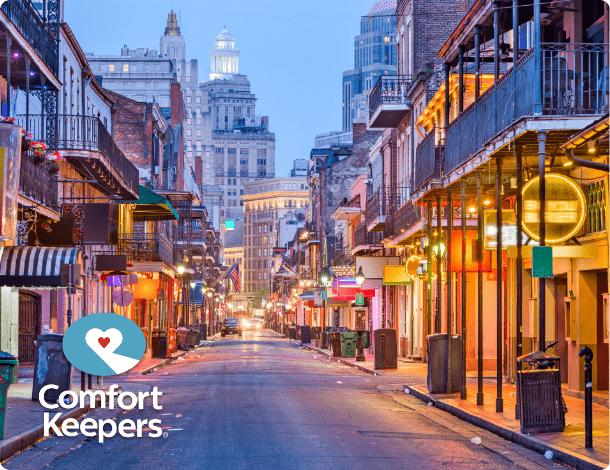 Street level view of Bourbon Street New Orleans Louisiana