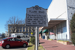 A sign in Carthage for Plank Road