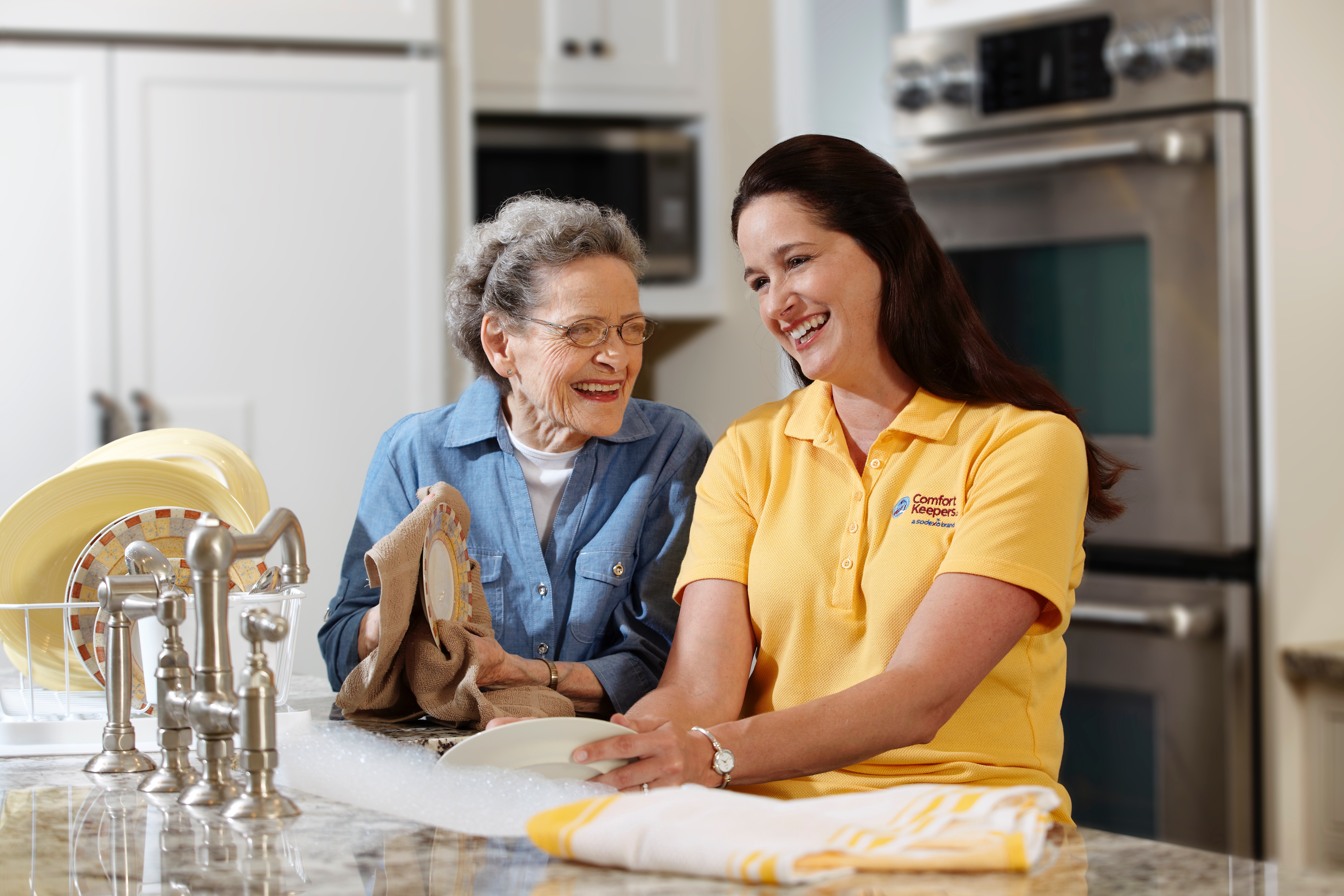 live-in caregiver taking care of senior