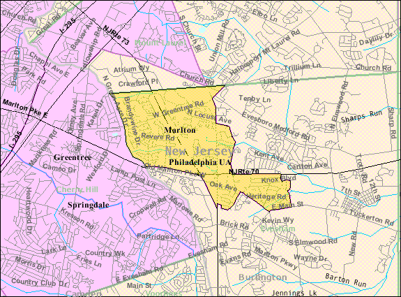 Map of Marlton, NJ where Comfort Keepers provides in home care services for seniors