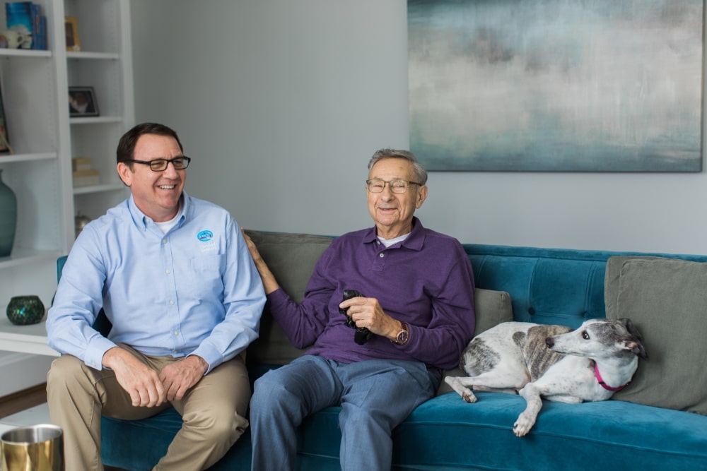 Caregiver helping client with in home care