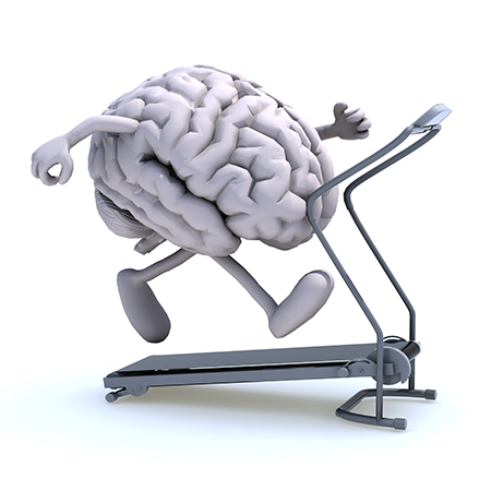 Human brain exercising on running machine