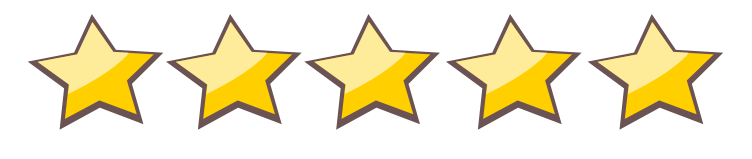 Graphic of five golden stars in a line