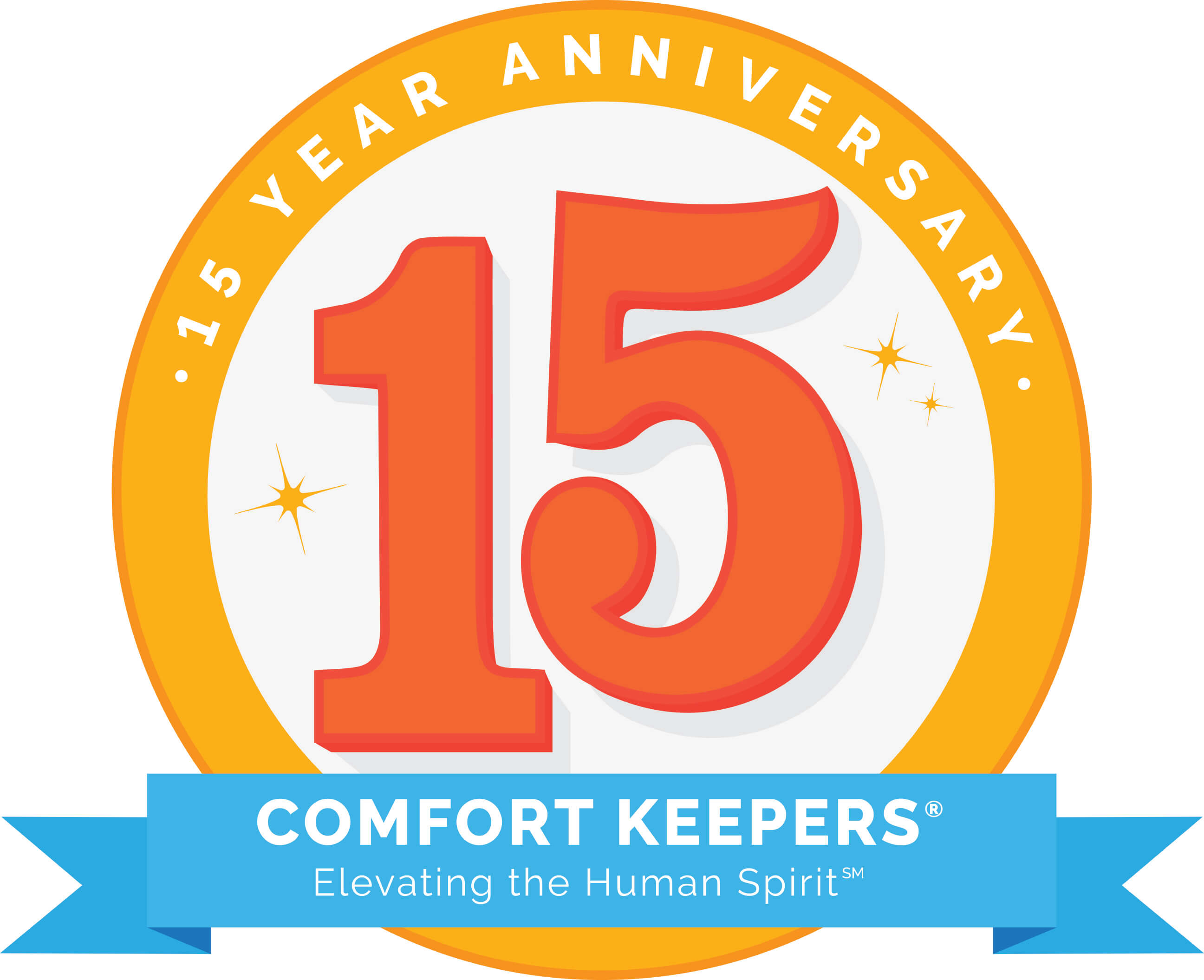 Comfort Keepers Home Care 15 Year Anniversary Logo