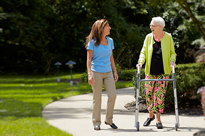 A worker and a client receiving in-home care in Bethesda, MD