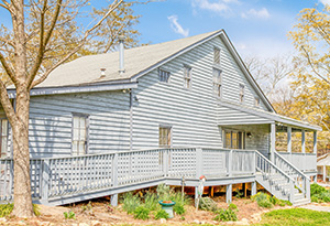 Residential house with wheelchair ramp for senior