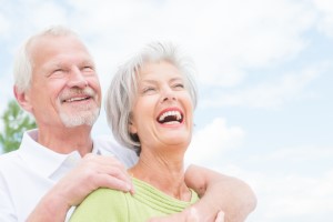 Smiling senior couple outside in la plata county