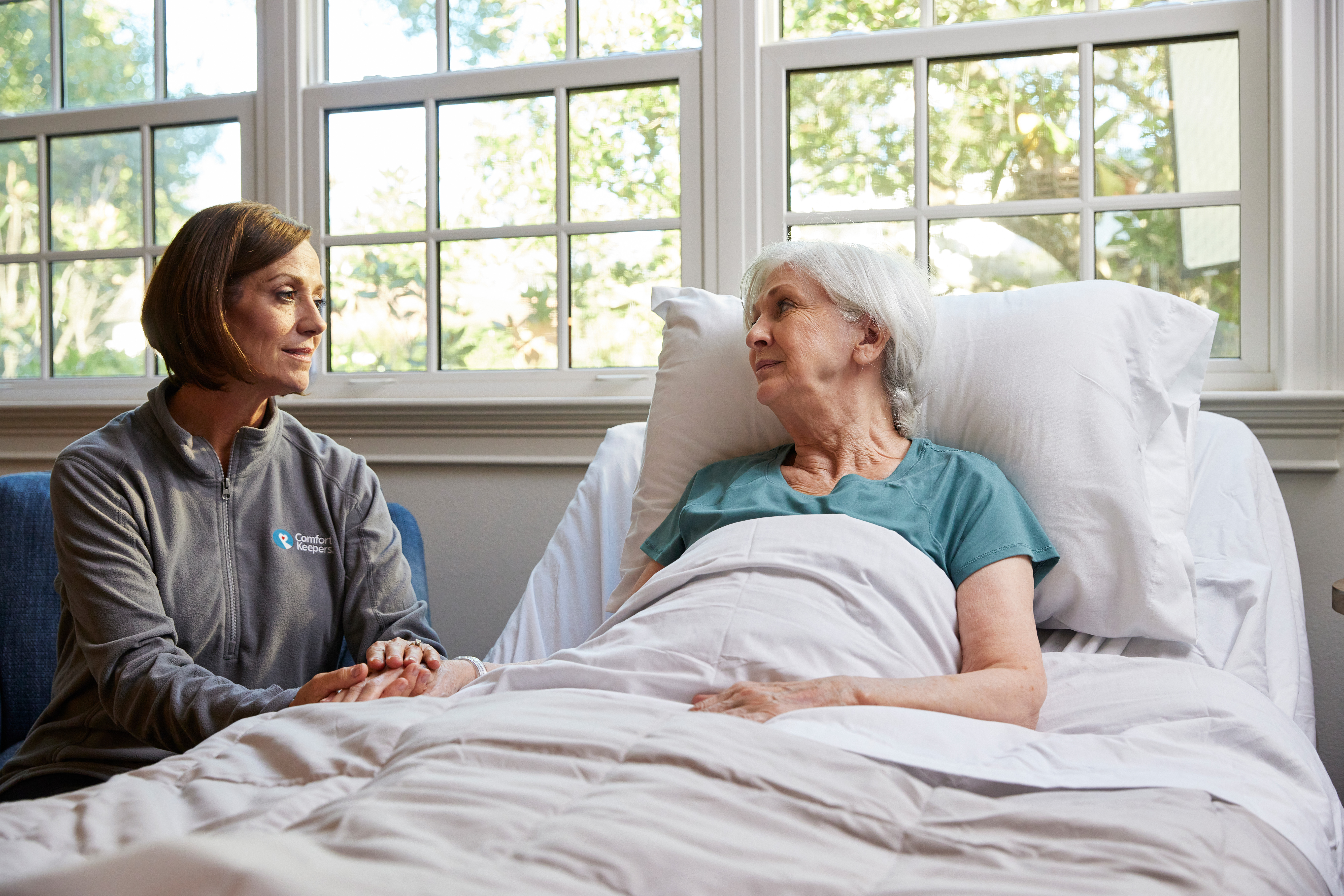 A Comfort Keepers caregiver providing overnight care for a senior client in Camden County, NJ