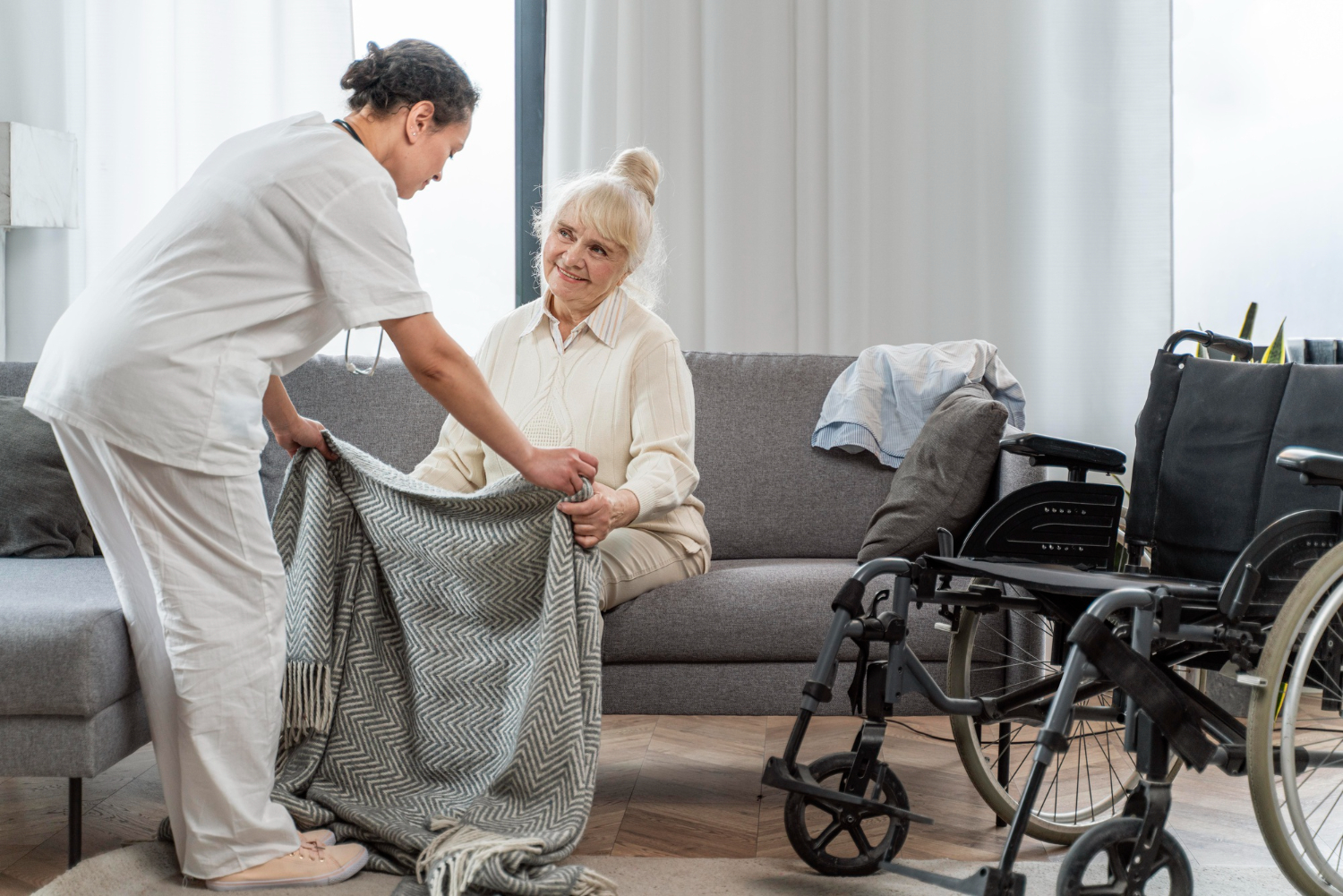 Senior receiving in-home respite care services