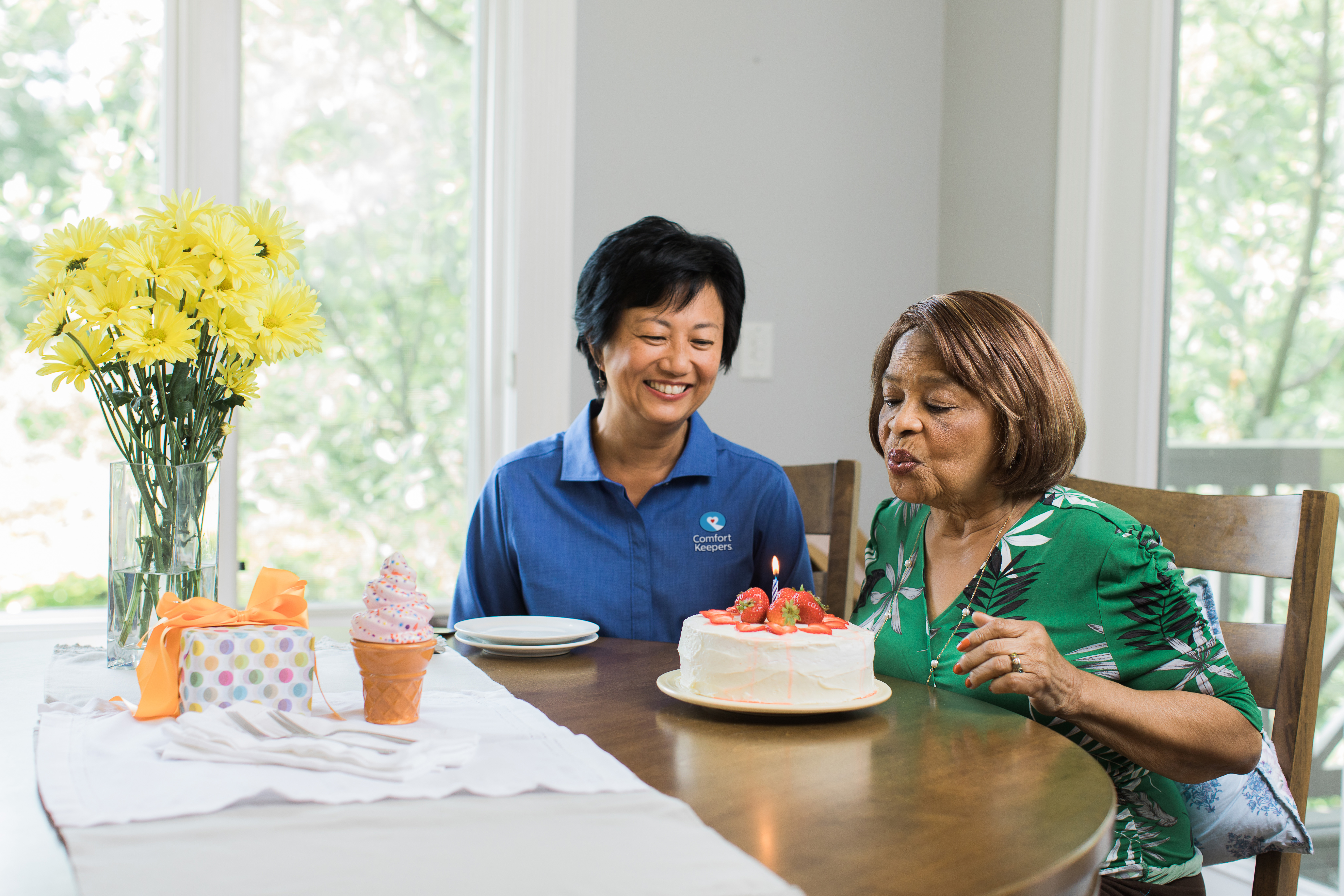 Comfort Keepers caregiver and senior at home