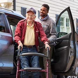 Caregiver brining home from hospital