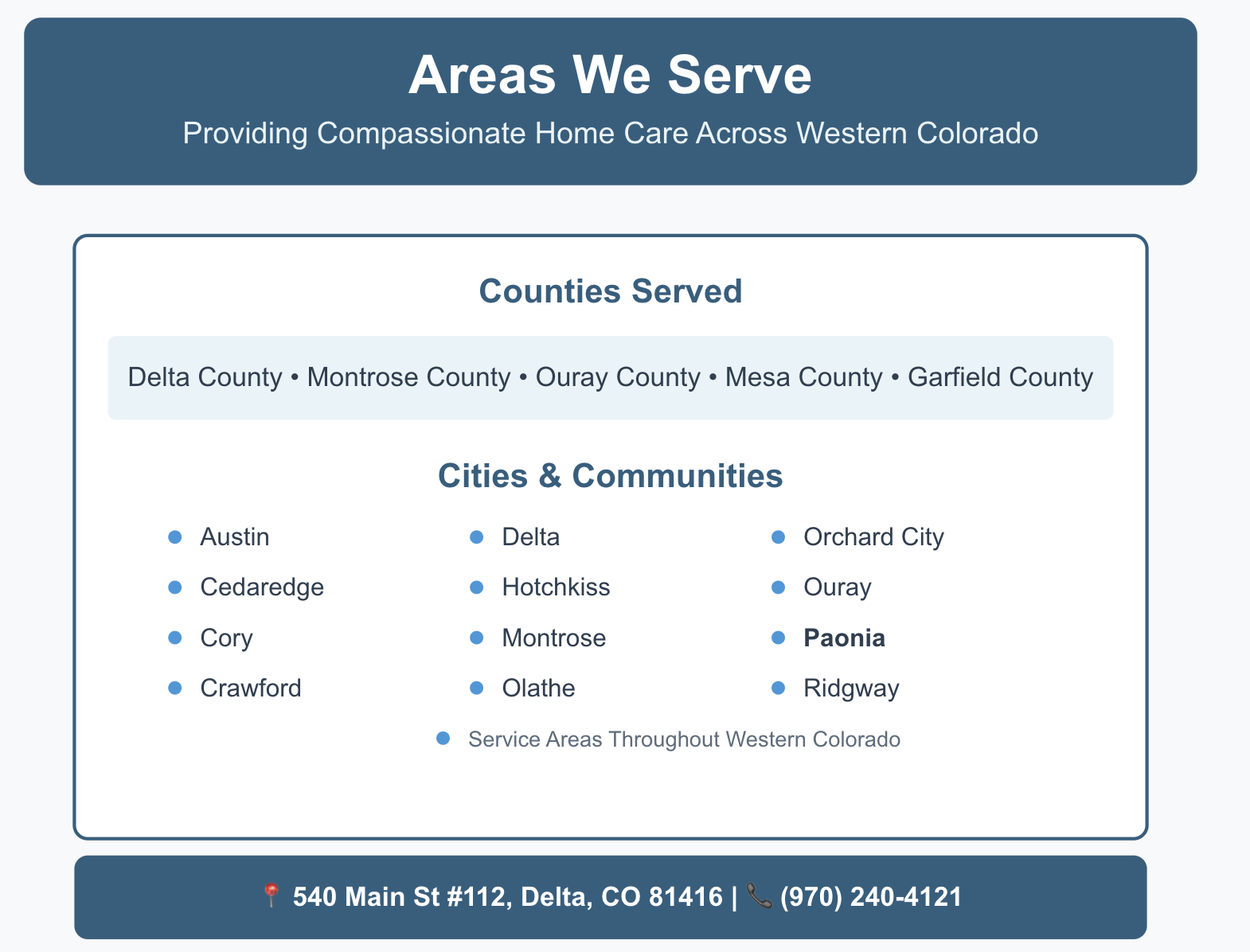 Home Care in Paonia, CO and Surrounding Area