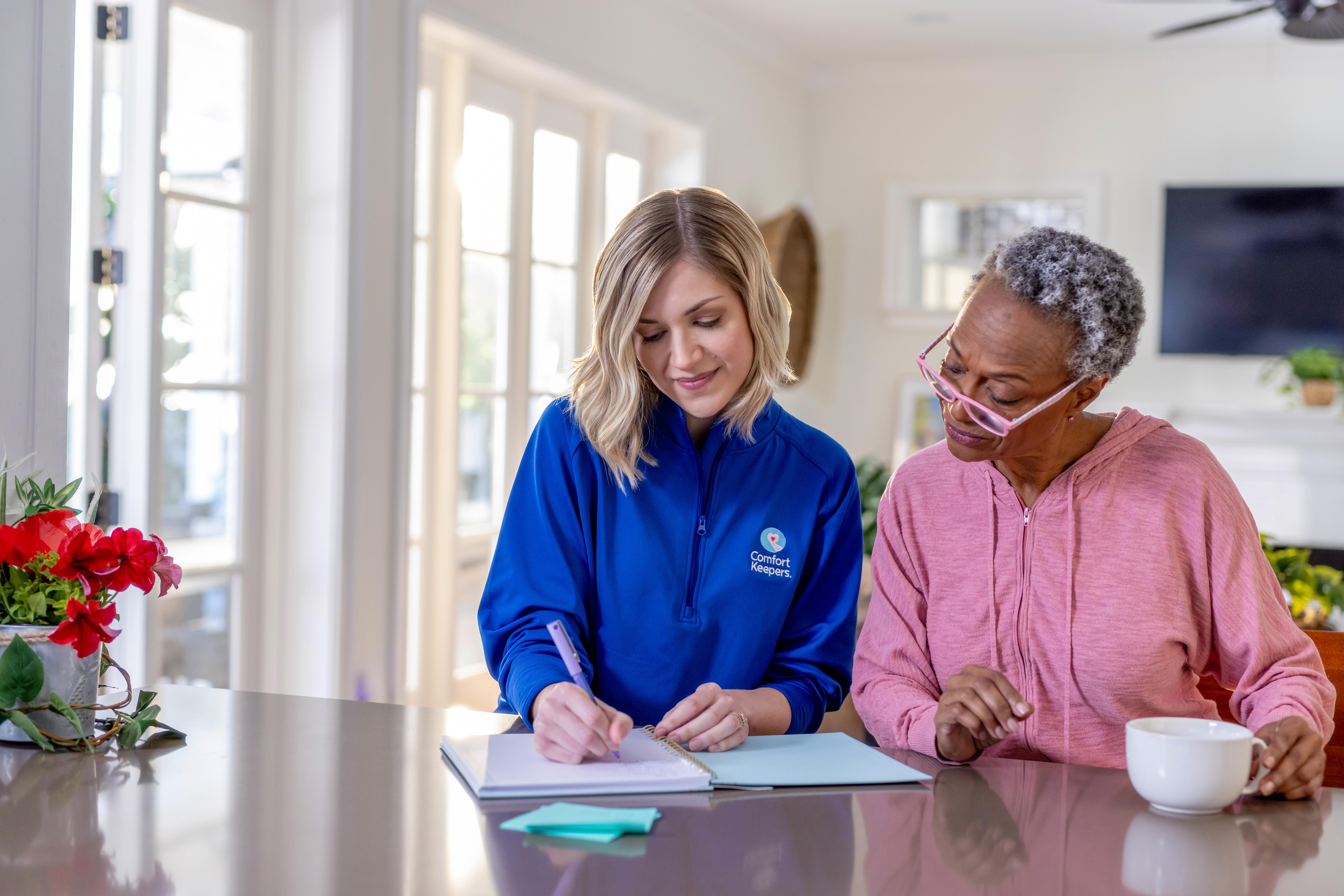 Caregiver helping a senior recover from hospital delirium at home in Pitman, NJ