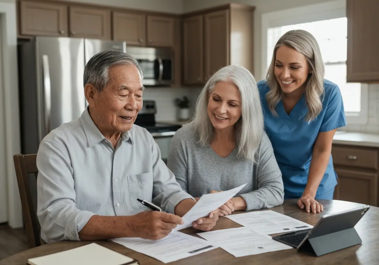 Veteran and spouse reviewing VA in-home care benefits in Pinehurst, North Carolina