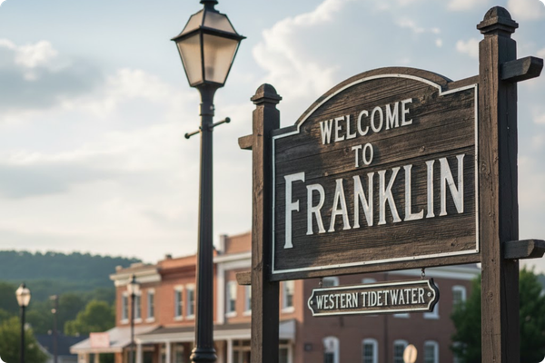 A charming "Welcome to Franklin" street sign