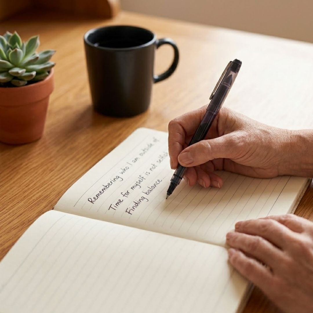 caregiver keeping a journal