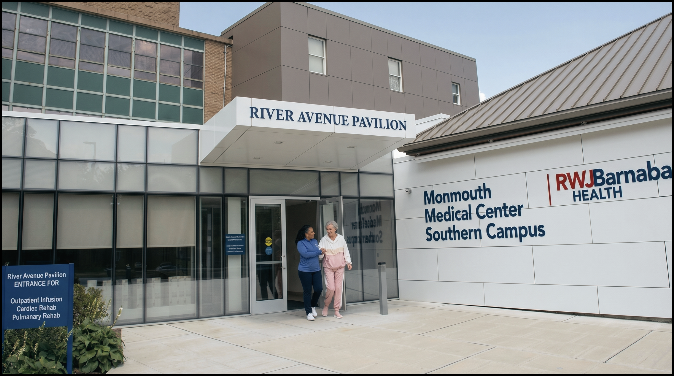 A Comfort Keepers caregiver helping a patient at discharge from Monmouth Medical Center Southern Campus, post-hospital home care for Brick, NJ families