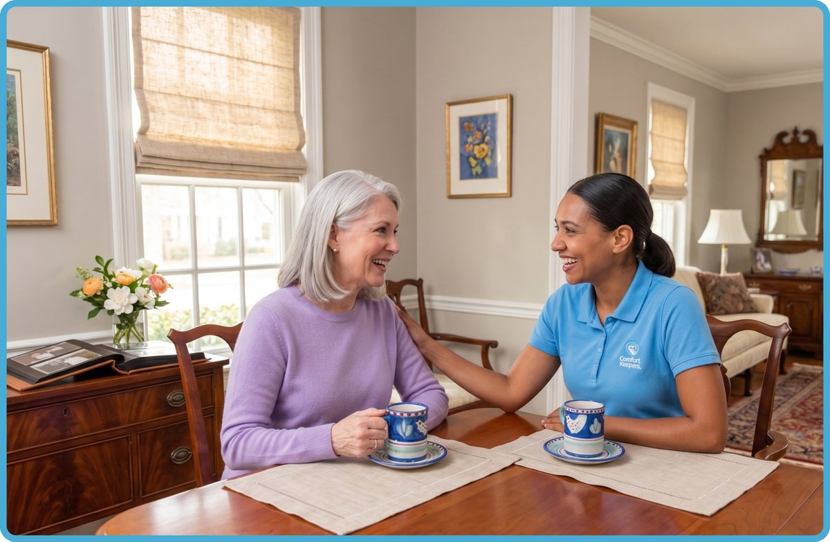 Comfort Keepers caregiver helping an older woman at home in Haddonfield, NJ