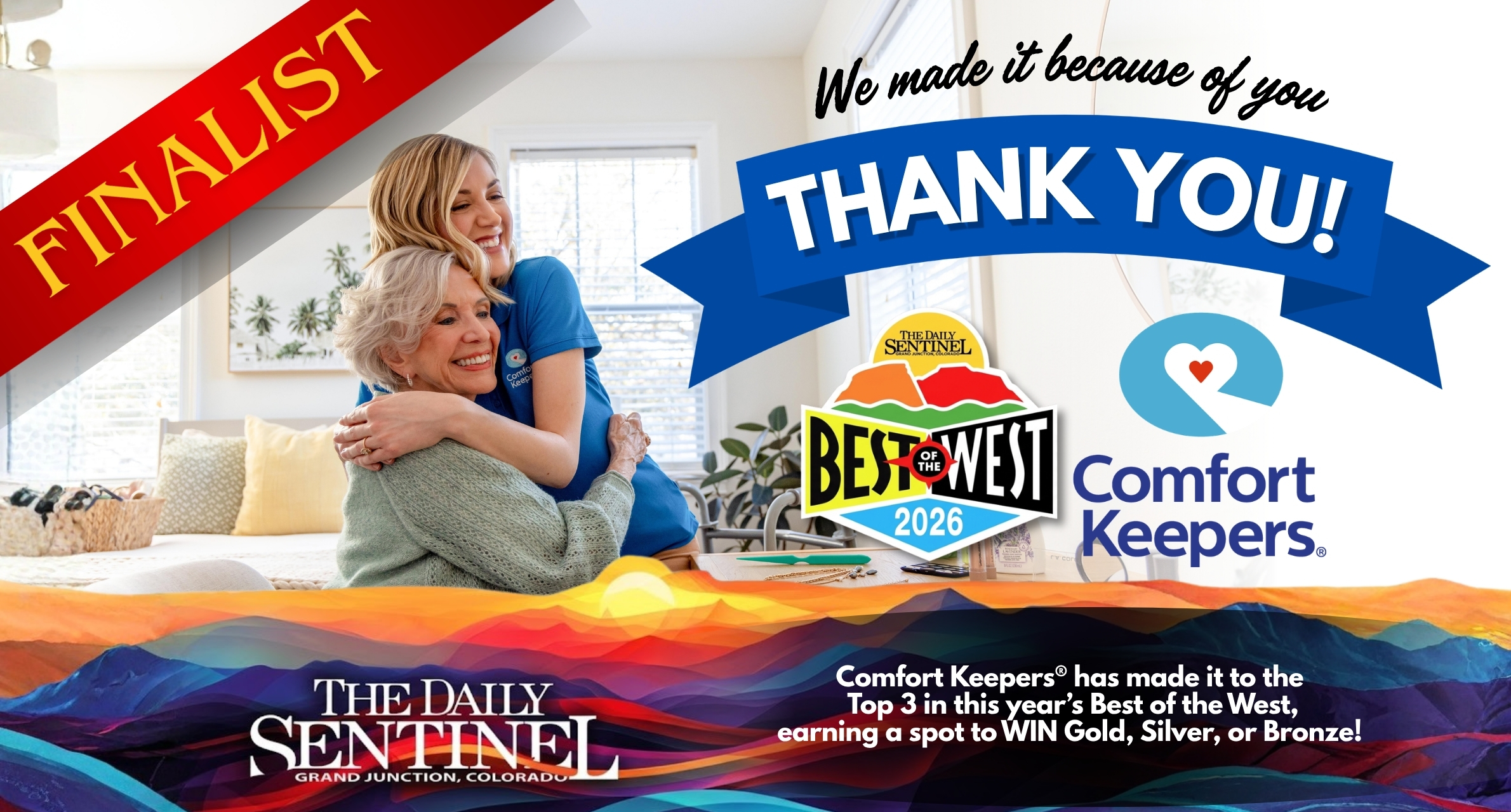 Comfort Keepers named Top 3 in The Daily Sentinel Best of the West 2026