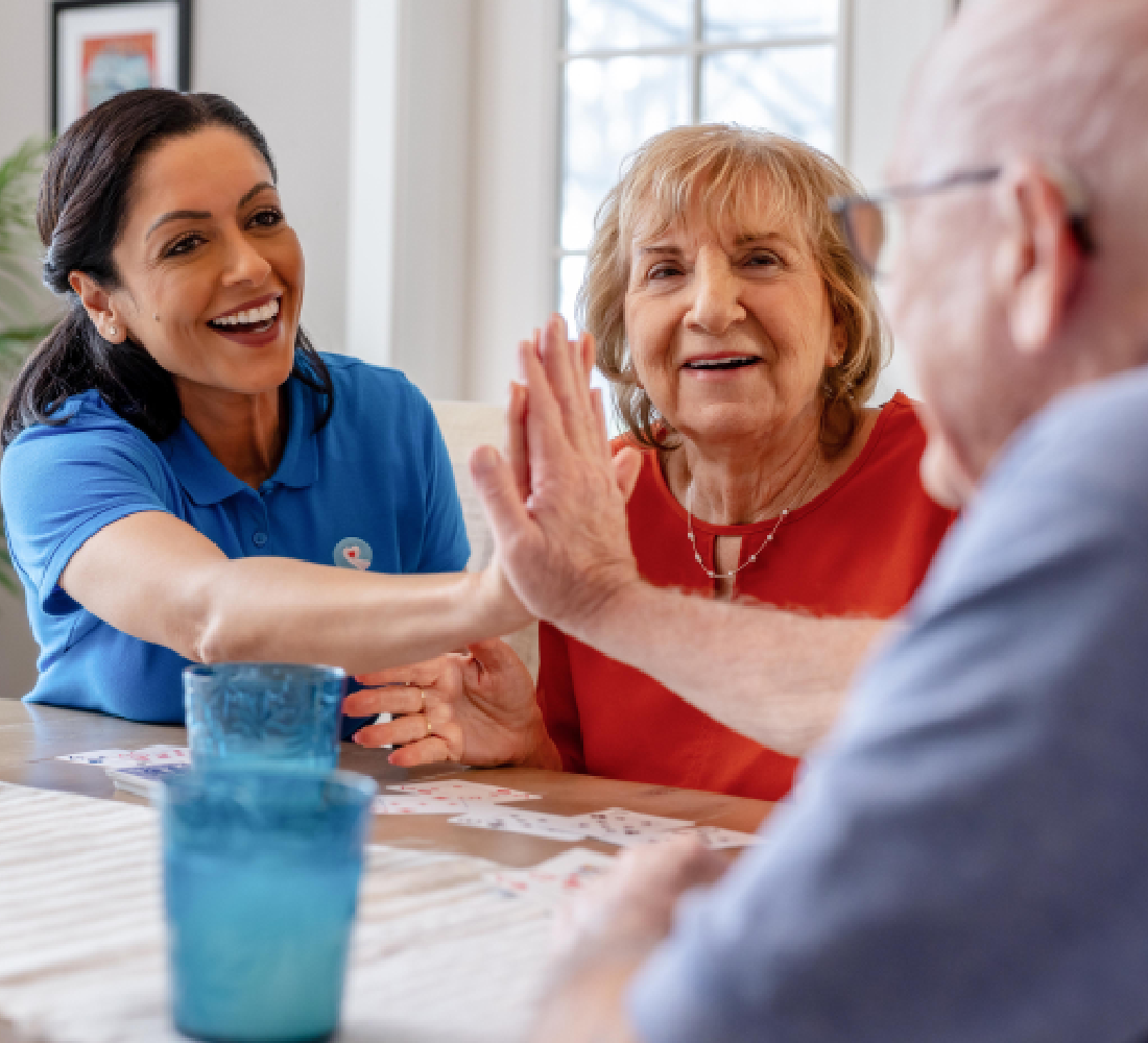 Comfort Keepers caregiver with a senior client at home in Brighton, CO