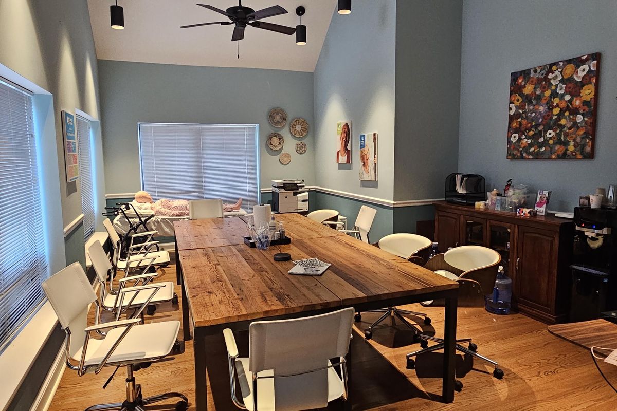 Conference room at the Comfort Keepers home care office in Rockville, Maryland