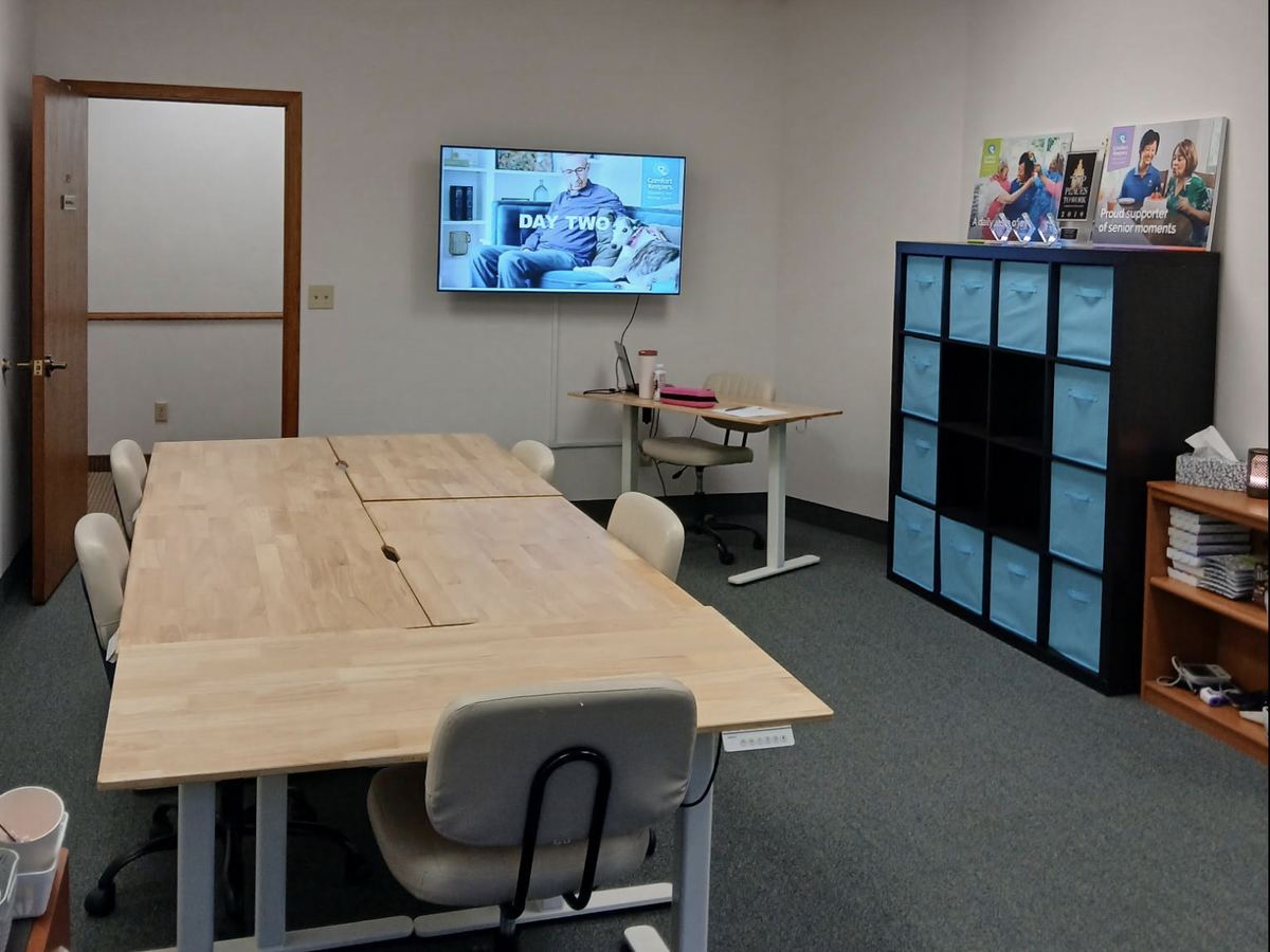 Caregiver training room at the Comfort Keepers in-home care office in Edina, MN
