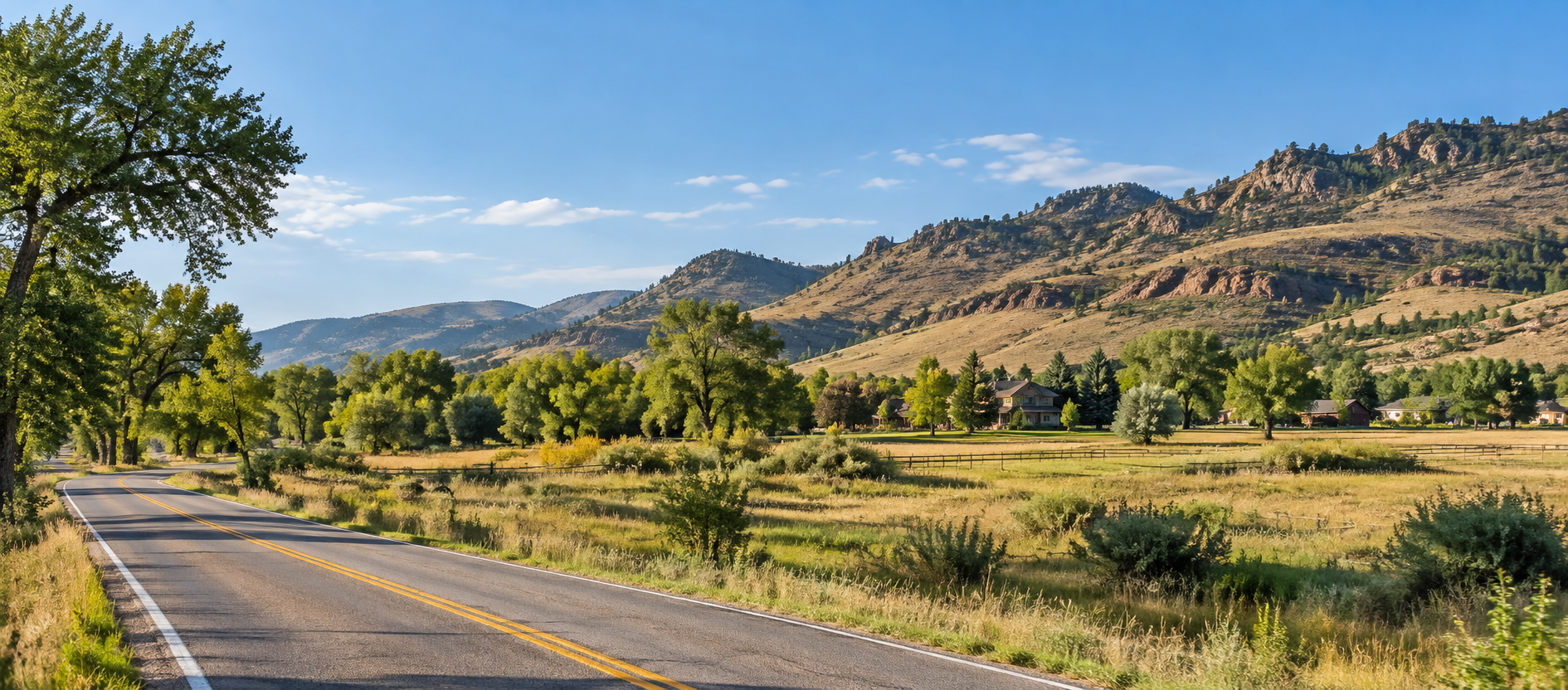 Country road and foothills near Laporte, CO
