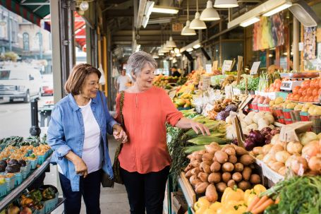 Friends at a farming market