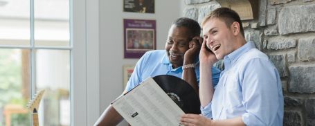 Friends listening to music