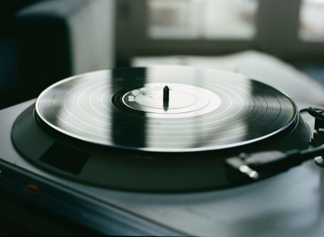 Close up shot of a record player
