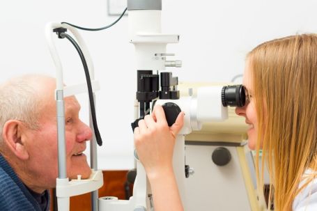 Senior getting an eye exam