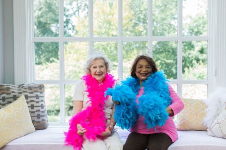 Senior sitting on couch