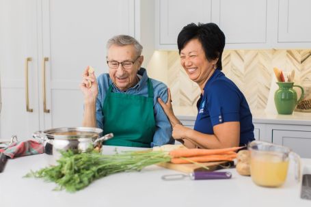 Parkinson's patient with Comfort Keepers Representative 