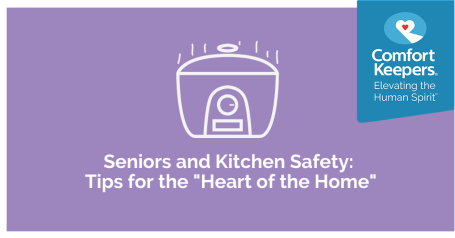 Purple graphic with boiling pot of water and Comfort Keepers flag and logo