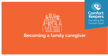 Illustration of man and woman with aging adults on either side