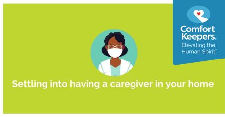 Illustration of a caregiver wearing a safety mask