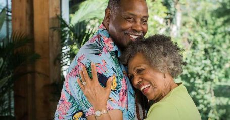A Laguna Niguel senior couple celebrating the joy of being together while dancing