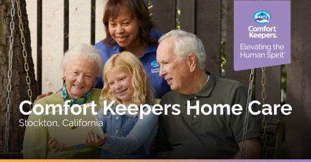 Happy family getting home care in Stockton