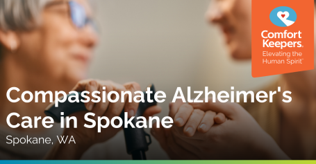 Caregiver helping a person with Alzheimer's to enjoy life