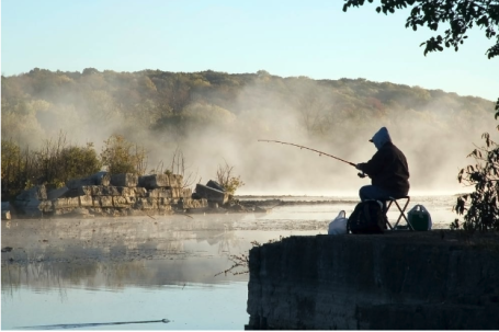 Senior Fishing from shoreline near Chisago MN