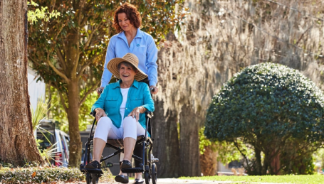 Senior out for a walk in the summer sun