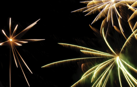 Seniors enjoying night time fireworks
