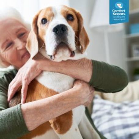 Comfort Keepers client and her pet dog.