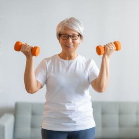 Comfort Keepers client enjoys staying active at home.