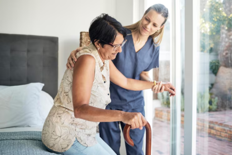 a lady help senior lady 